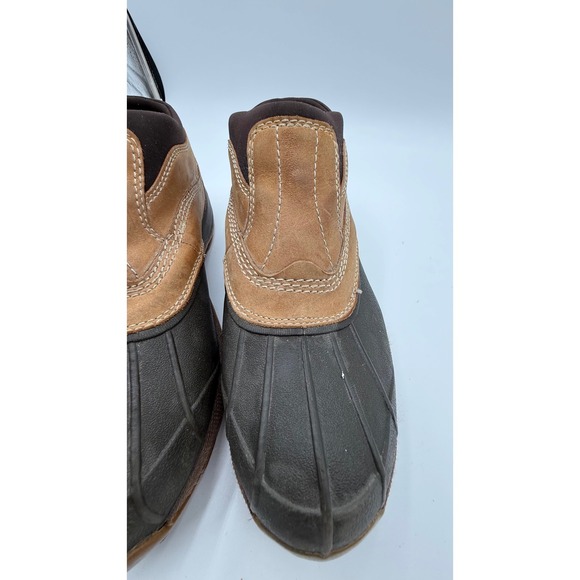 LL Bean Storm Chaser Mens 10.5 Brown Leather Rubber Slip On Duck Boots 0VV92 04 - Picture 8 of 8